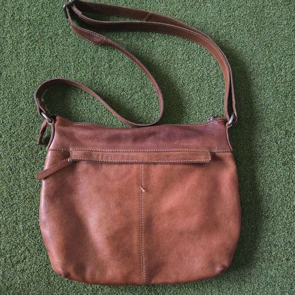 Vilenca Holland Woven Leather Cognac Purse Handbag Zip Close Adjustable Strap - Picture 2 of 11